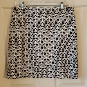 Talbots Navy & Cream Pencil Skirt Size: 8P